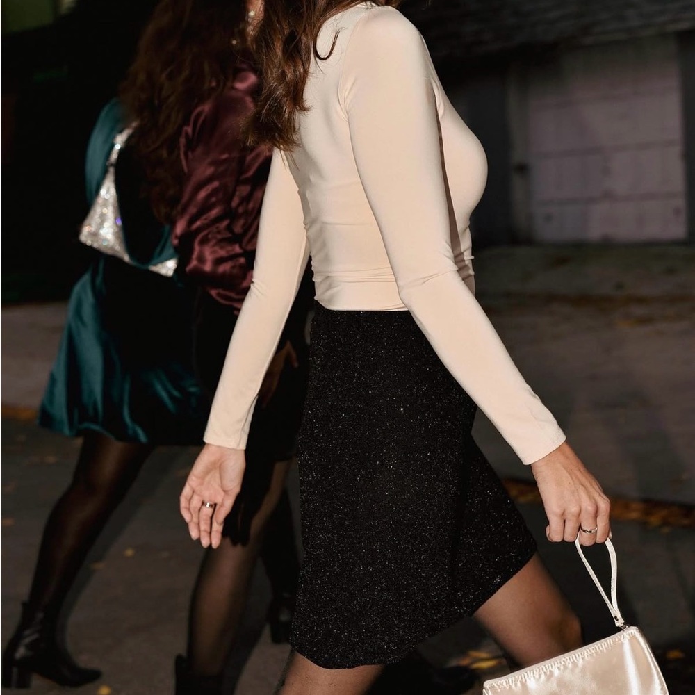 Rachel Black Sparkle Mini Skirt